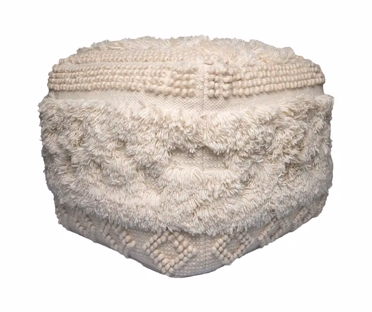 Padiro vierkante poef wolmix naturel bohostijl B/D/H: 50 x 50 x 45 cm