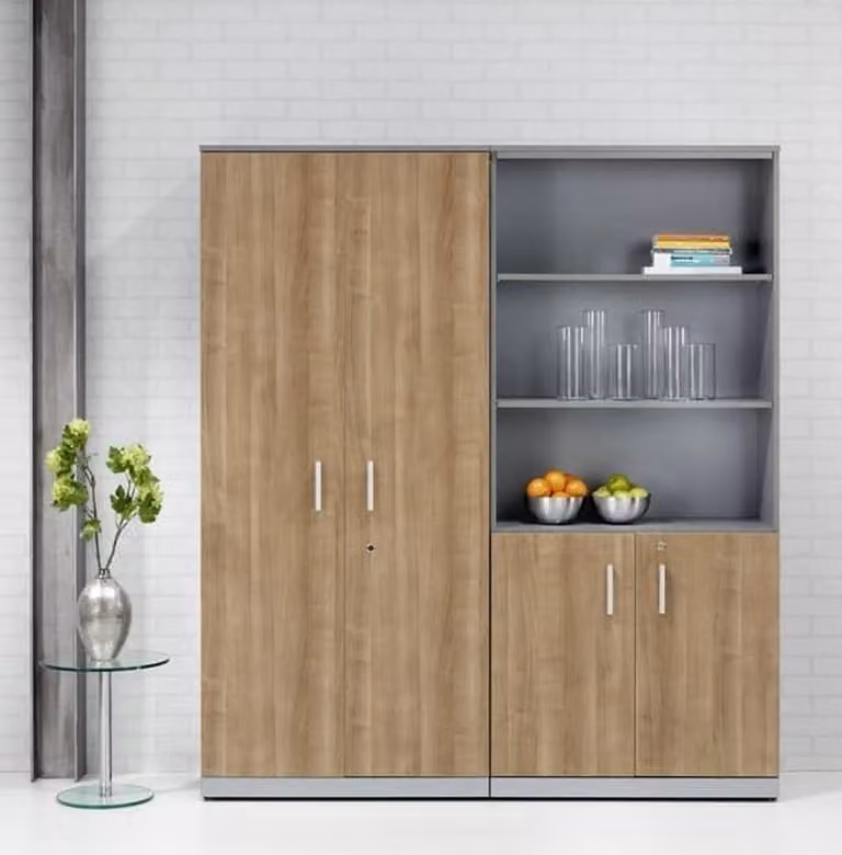 Dubbele draaideurkast Chief Donker Eiken met Aluminium ombouw B/D/H: 200 x 90 x 42 cm