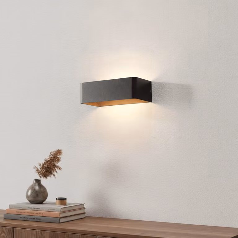 Artdelight Mainz Led Wandlamp Up & Down - Zwart Goud/Messing - 20 x 7 cm