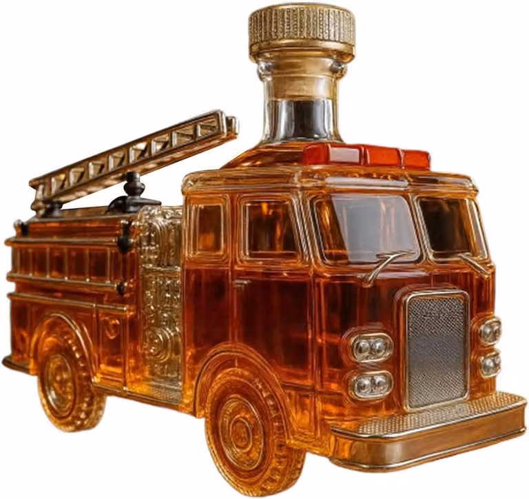 Transparante glazen karaf in de vorm van een brandweerwagen voor je thuisbar, 300 ml
