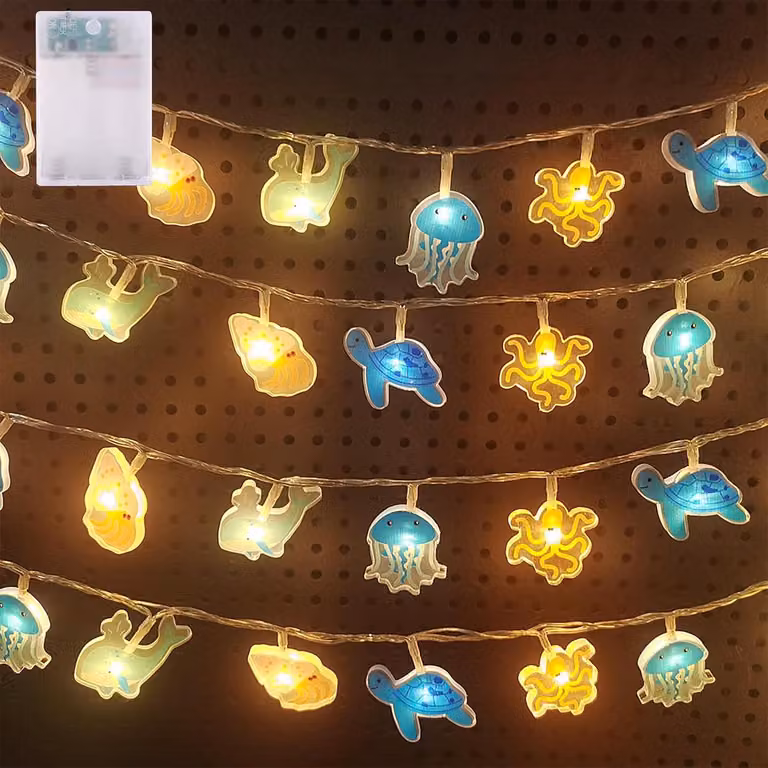 Waterdicht Oceaan Lichtsnoer met 10 LED-lampjes en Timer, 1,5m, Ideaal voor Kinderkamer en Feestdecoratie