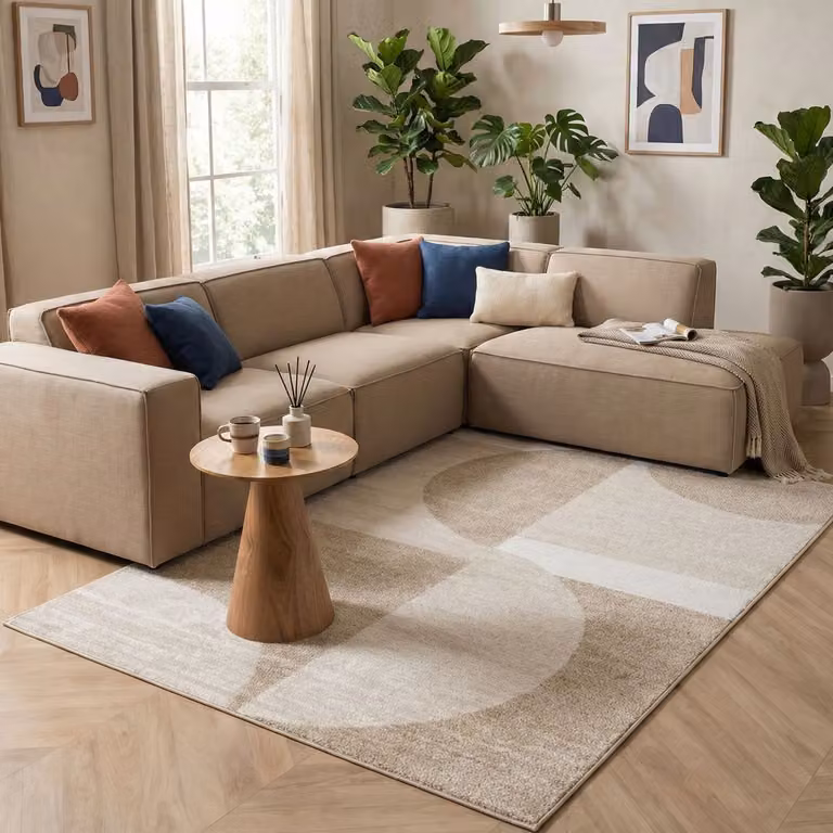 Flycarpets Belos Vloerkleed Scandinavisch - Beige / Crème - Laagpolig Tapijt - B/D: 80 x 140 cm