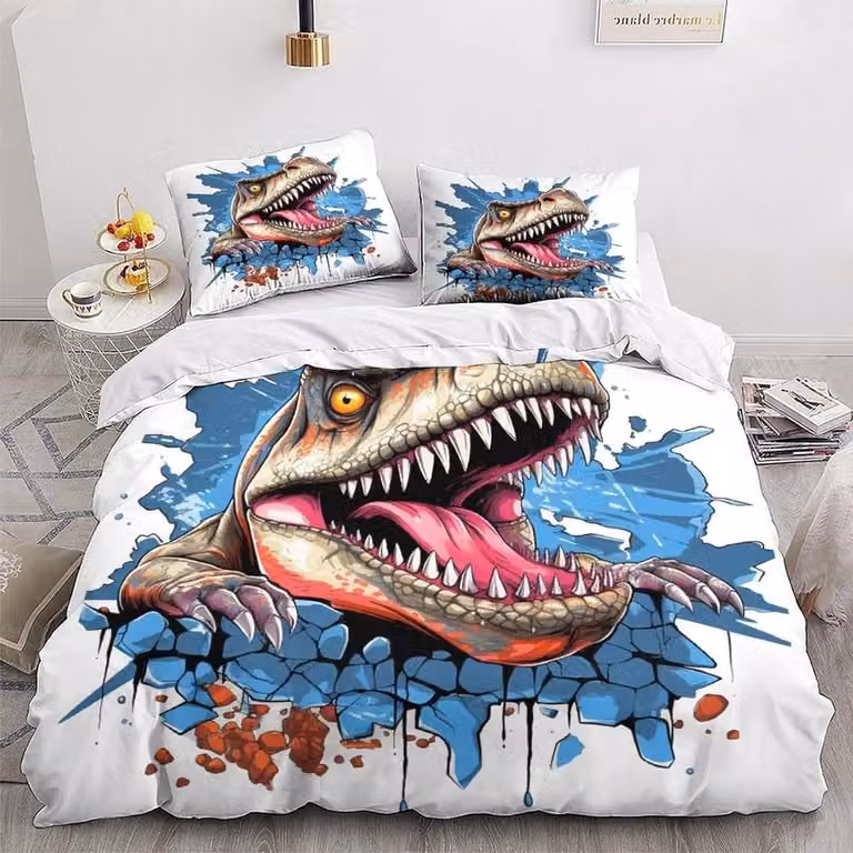 Dekbedovertrek Set met Dinosaurus Print voor Volwassenen - 140 x 200 cm