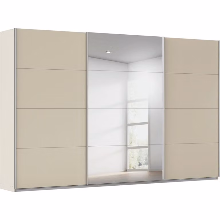 Budget Home Store Kledingkast Kick Champagne met glazen deuren en aluminiumkleur greeplijst B: 360 cm, H: 229 cm