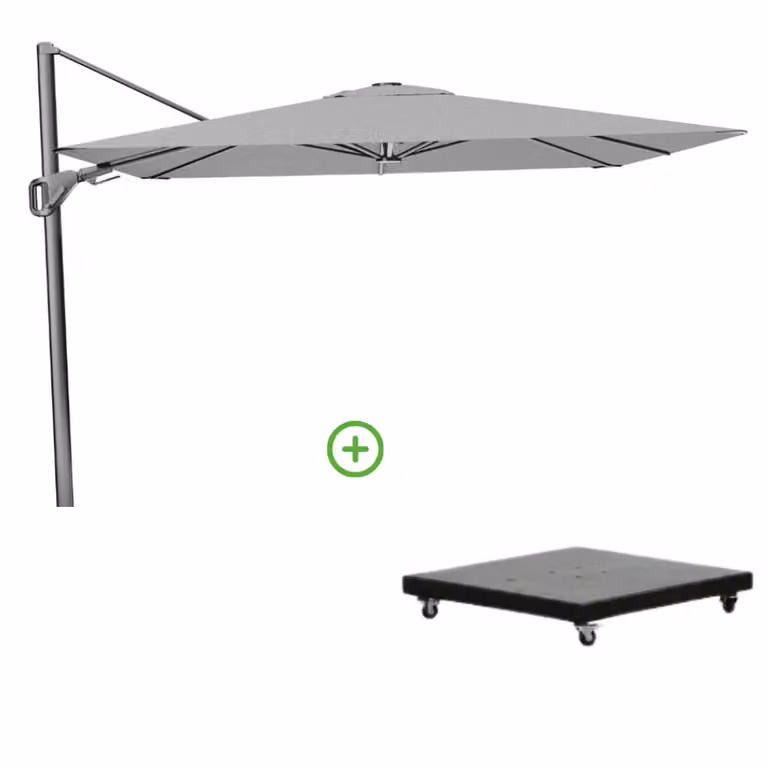 Nexus T² zweefparasol met premium doek en Monza parasolvoet 90kg - Manhattan - 300 x 300 cm