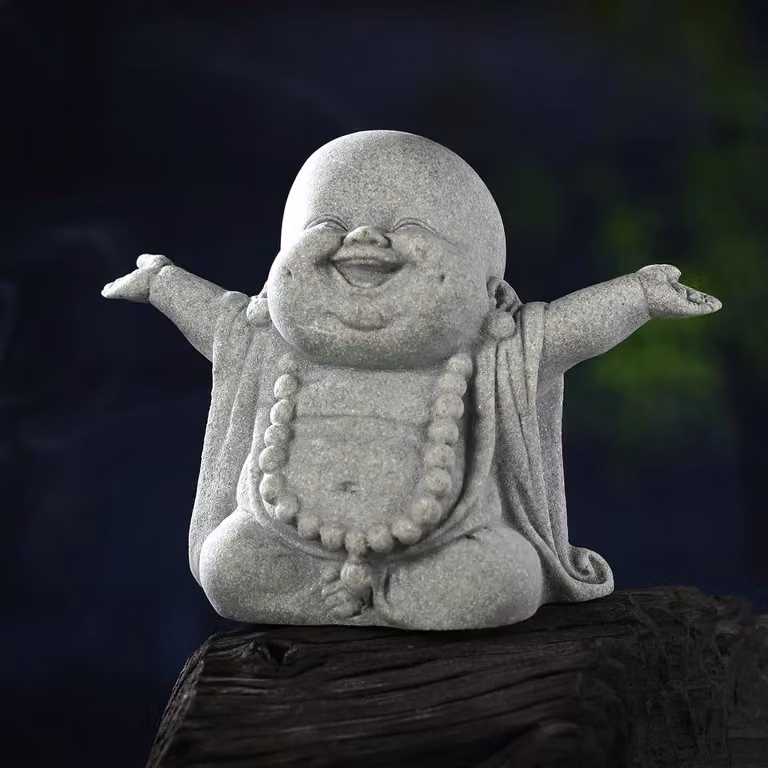 Zen Monk Boeddha Beeld van Sandsteen, Mediterende Sculptuur voor Feng Shui Decoratie voor Thuis en Kantoor