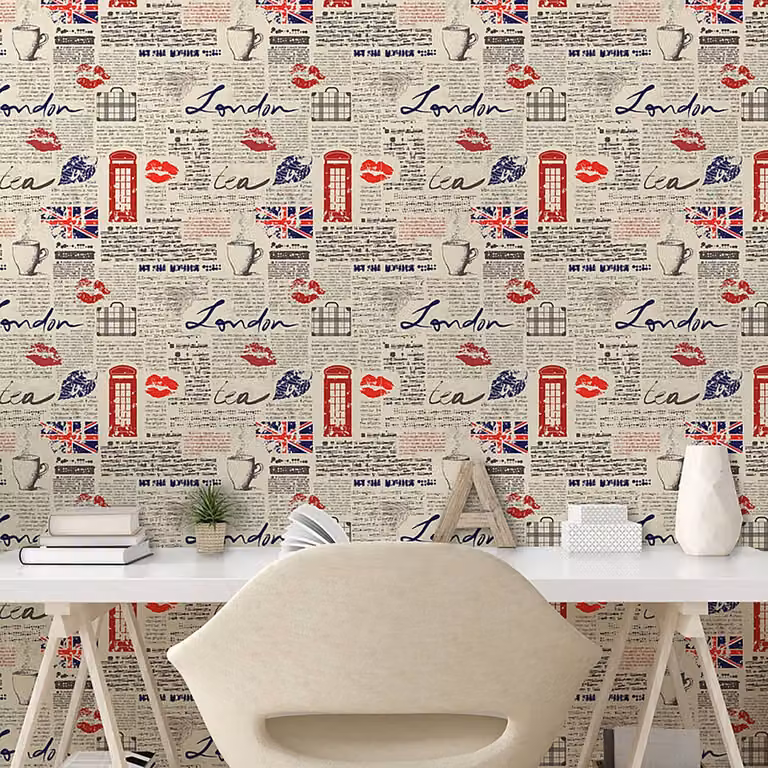 home24 Behang London Abstract Vintage Beige Multicolour 180 cm
