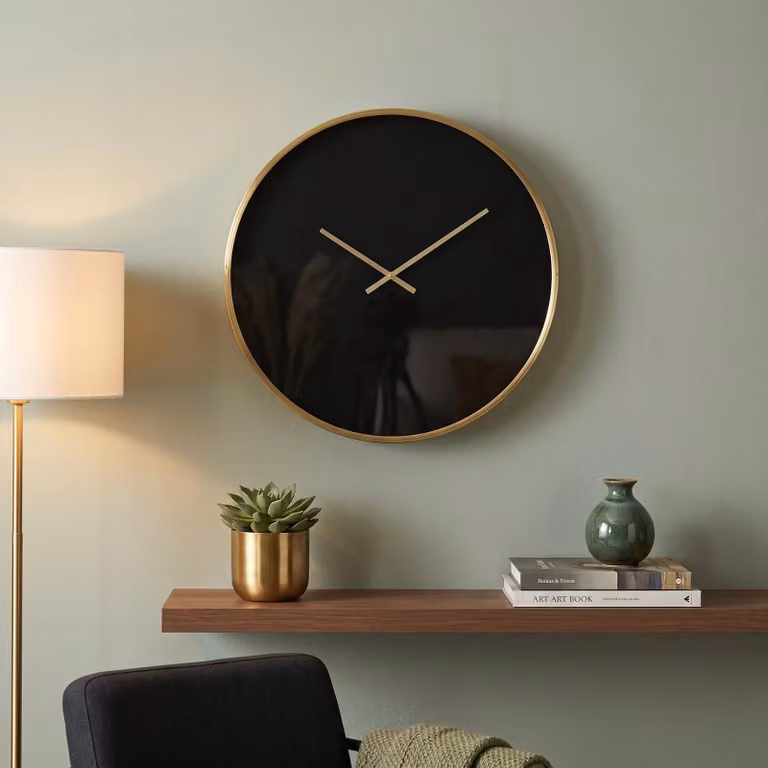Light & Living SEPONI Wandklok - Zwart-goud - Diameter: 41 cm