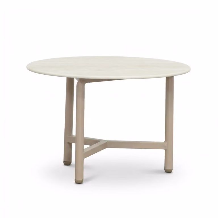 LUX outdoor living Logan koffietafel - Sintered stone en aluminium - Marble Latte - Diameter: 50 cm