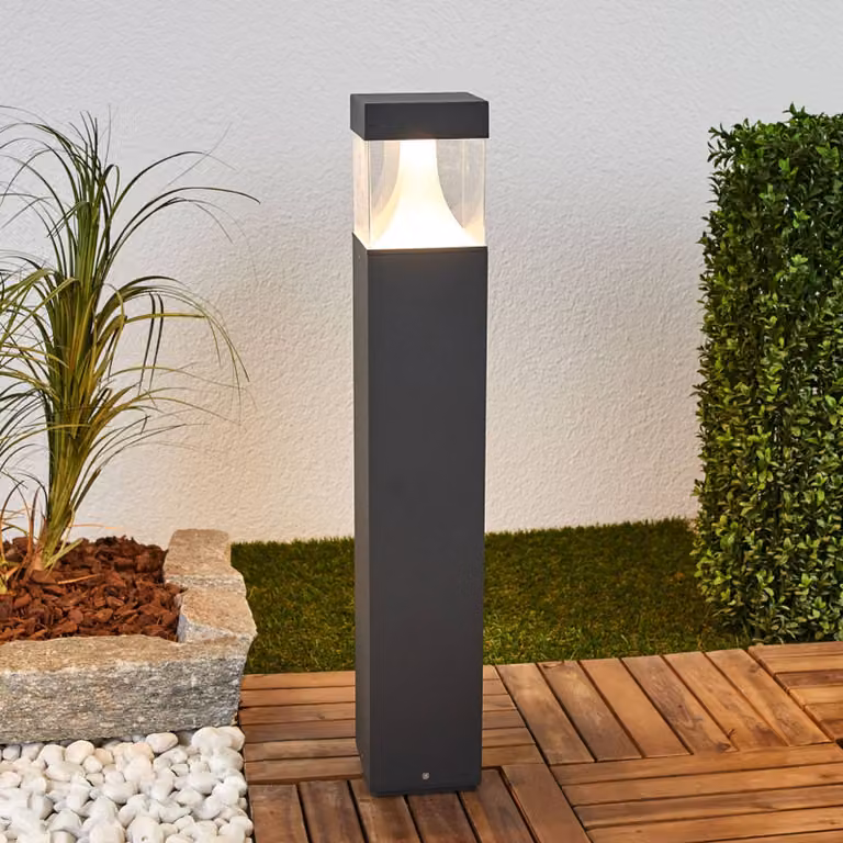 Lucande Egon LED tuinpadverlichting - Zwart - Aluminium - Modern - Transparant glas