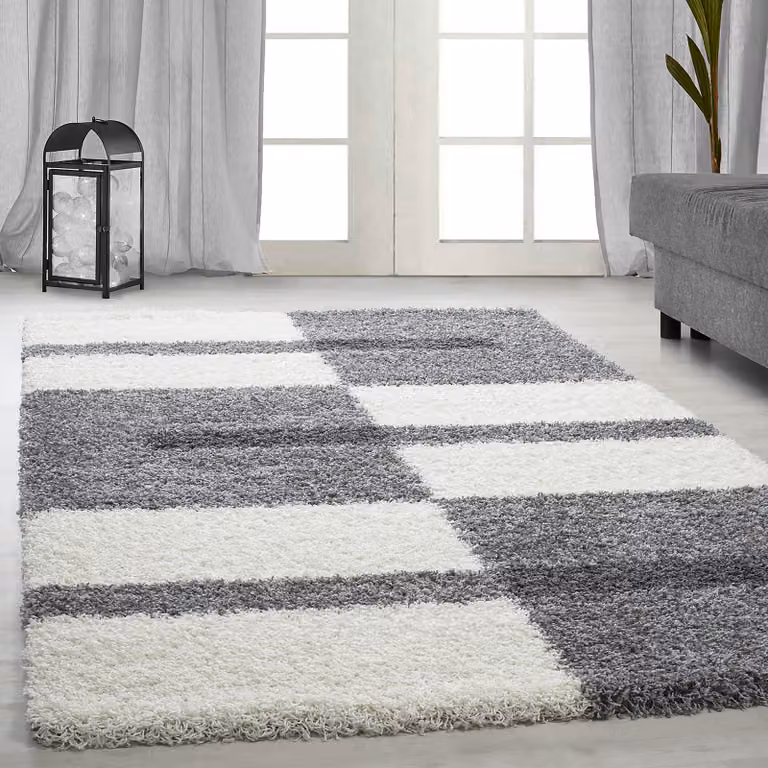 home24 Hoogpolig vloerkleed Gala 2505 grijs/lichtgrijs B/D: 100 x 200 cm