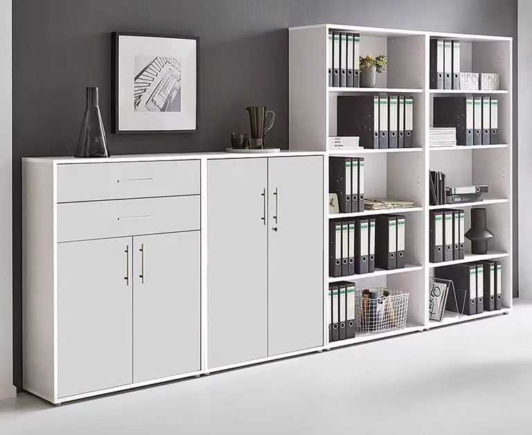 home24 Kastenset 4-delig modern wit mat B/D/H: 85 x 33 x 186 cm