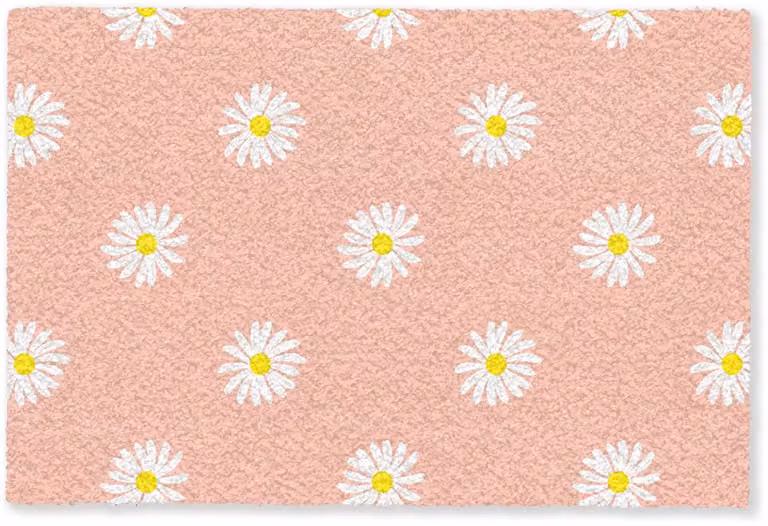 MuchoWow Droogloopmat Madeliefjes - Pastel Wit en Roze met Bloemenprint - Binnenmat - Breedte: 60 cm, Diepte: 40 cm
