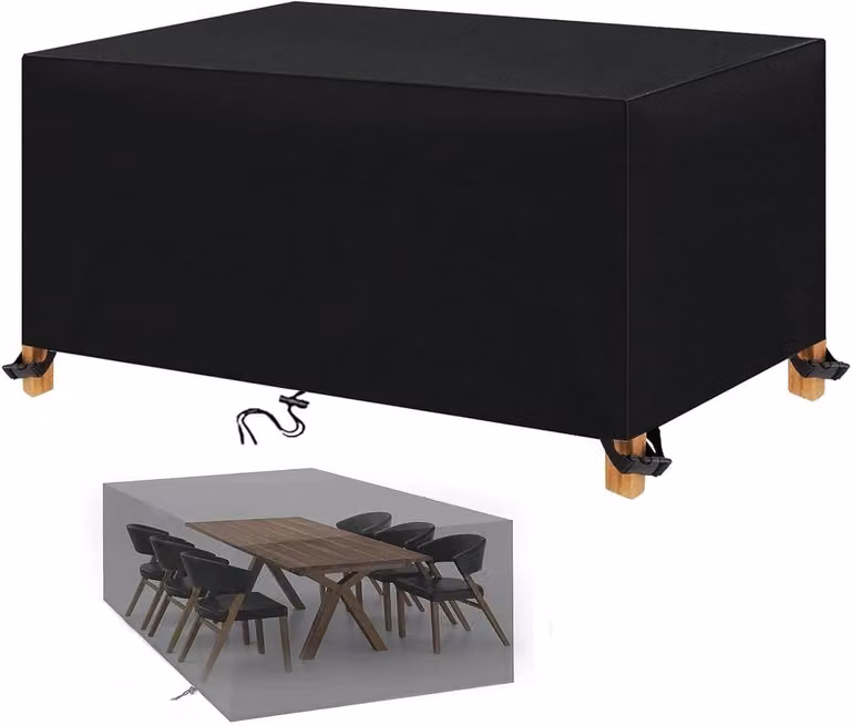 Zwarte waterdichte en winddichte tuinmeubelhoes voor terrasmeubels, B/D/H: 120 x 210 x 80 cm