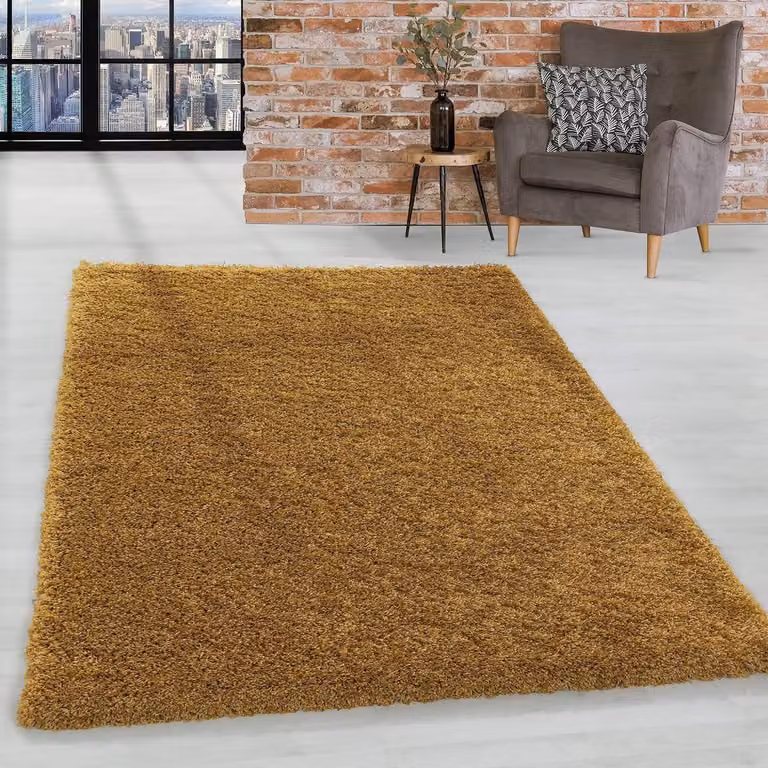Goud Shaggy vloerkleed - Hoogpolig design - 160 x 230 cm