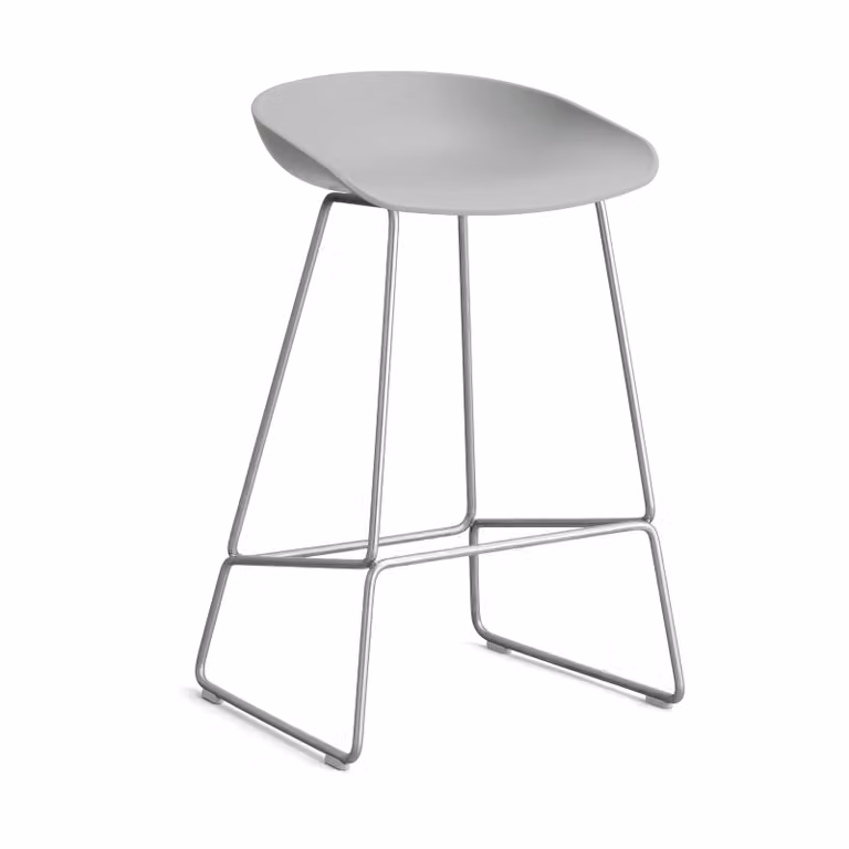 HAY About a Stool 38 Low barkruk Concrete grey met roestvrijstalen onderstel