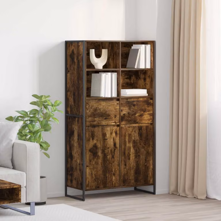 vidaXL Dressoir Raucharbe in industriële stijl, Houtvezel, B: 81 cm, D: 36 cm, H: 150,5 cm