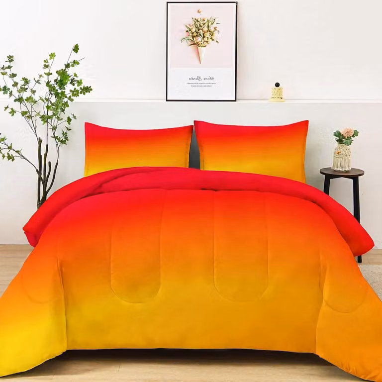 Gewatteerd microfibre dekbed in oranje rood voor een gelijkmatige warmteverdeling, 240 x 260 cm