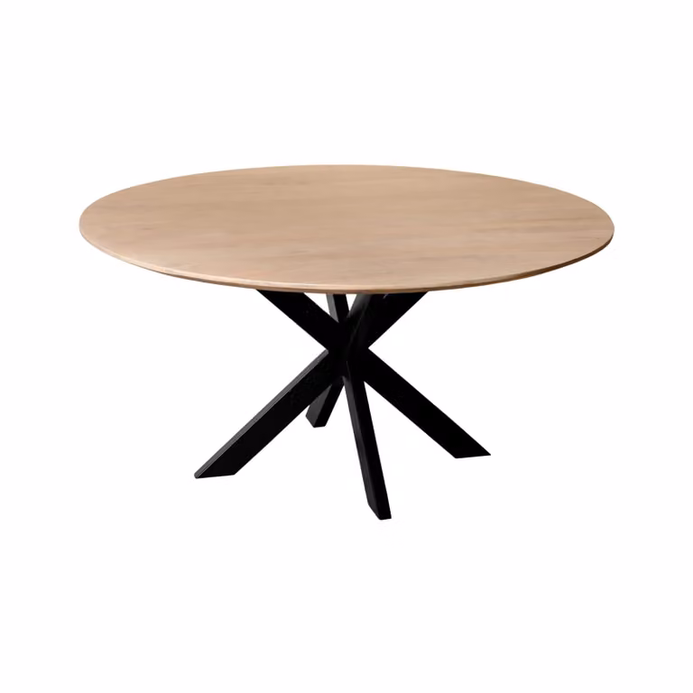 QUVIO Eettafel Sofia - Rond - Mangohout - Naturel - ø150 cm
