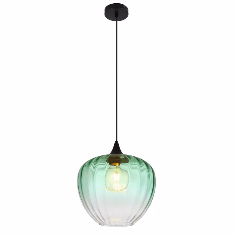 Globo Hanglamp Sander Modern Groen Transparant Glas en Metaal Ø 29 cm