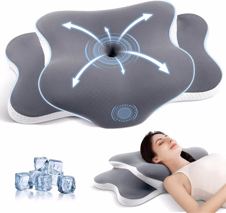 Thijox Ergonomisch Traagschuim Kussen - Orthopedische Nekondersteuning - Lichtgrijs