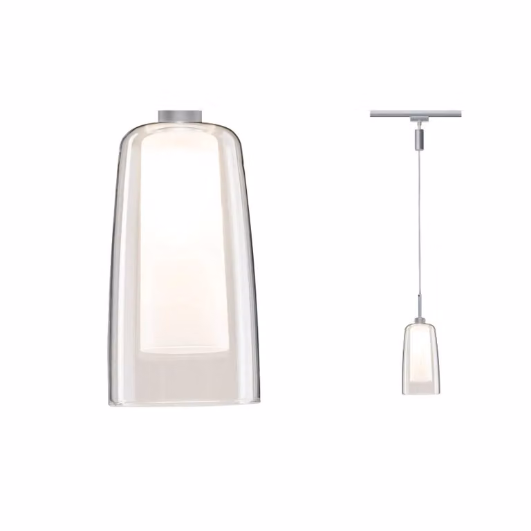 Paulmann Arido II URail LED hanglamp chroom met transparant glas