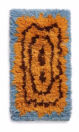 HKliving Vloerkleed Funk Wol Blauw Oranje 60 x 115 cm