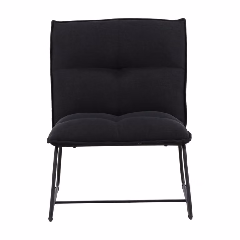 QUVIO Orland Fauteuil - Zwart Linnen - Modern Vintage Design