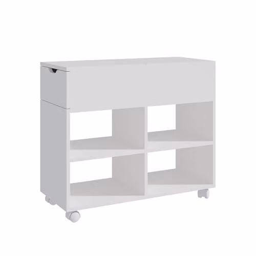 Relaxdays Rolcontainer wit met wielen voor home office, H x B x D: 61 x 70 x 30 cm
