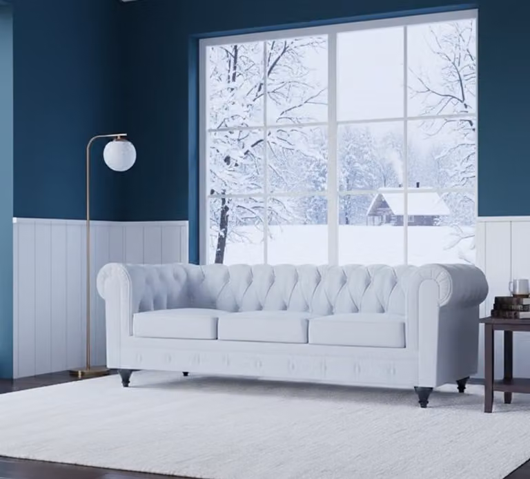 House&Garden Aliza Luxe 3-Zits Chesterfield Bank - Wit - B/D/H: 208 x 82 x 70 cm