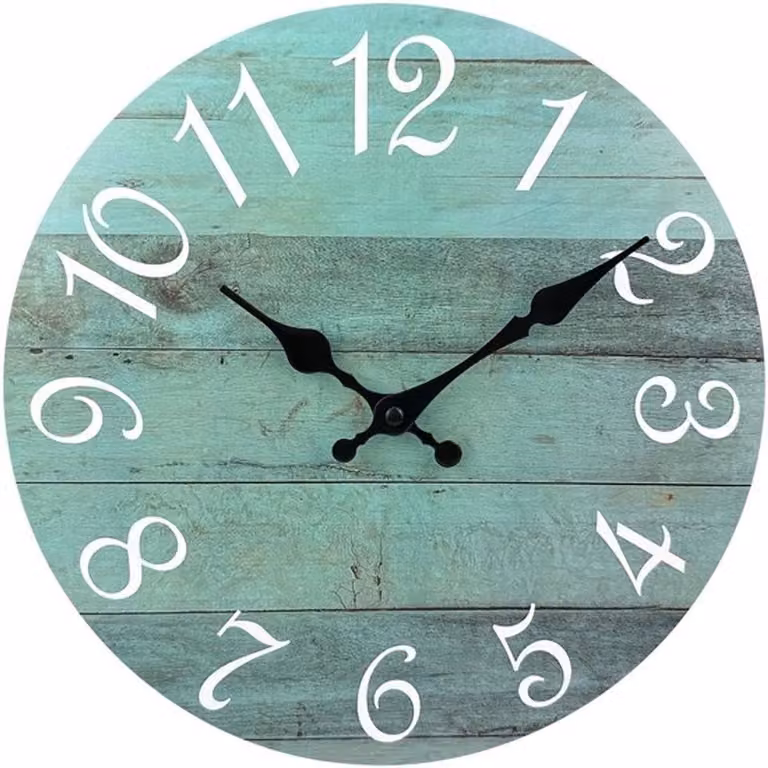 Houten Wandklok Groen - Modern Rustiek Design met Stil Quartz Uurwerk - Diameter: 25 cm