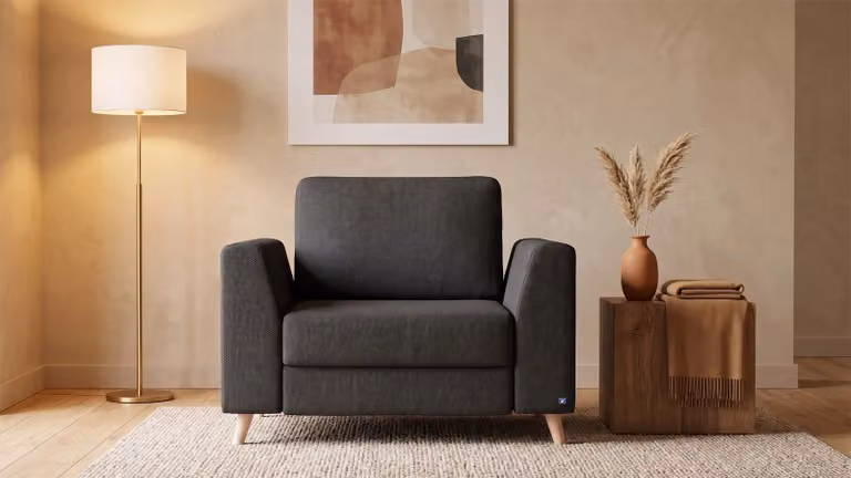BRUNO slaapstoel zwart/antraciet met massief houten frame en boxspringcomfort, Breedte: 70 cm
