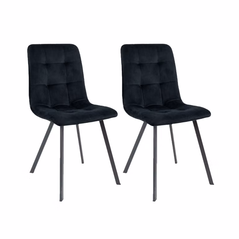 Set van 2 Kick Monz eetkamerstoelen - Velvet - Zwart