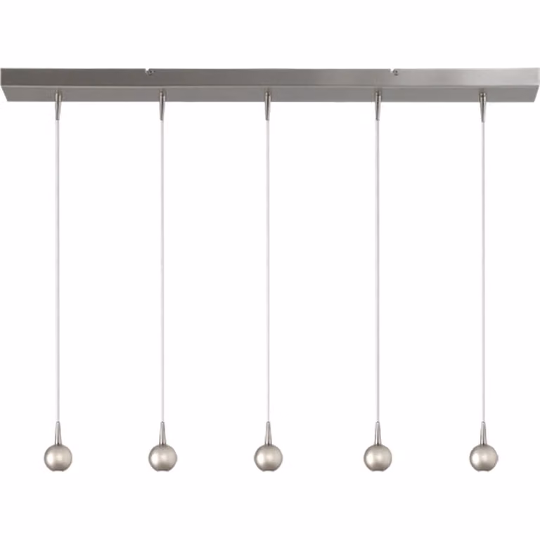 Masterlight Talana 5-lichts hanglamp in zilver met glas
