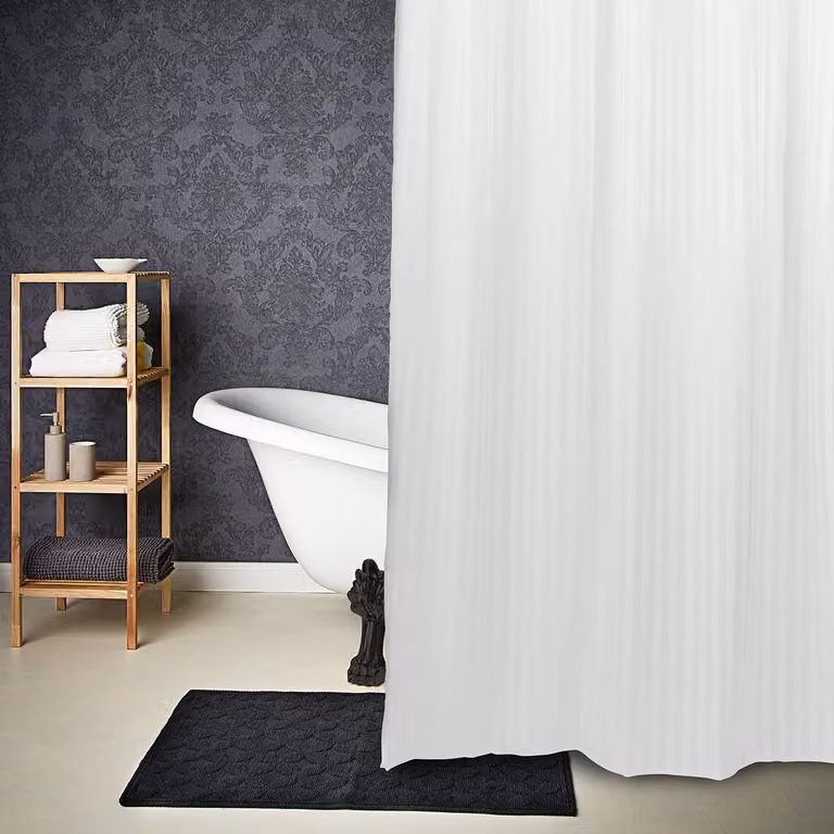 home24 Douchegordijn polyester wit, Breedte: 180 cm, Hoogte: 200 cm