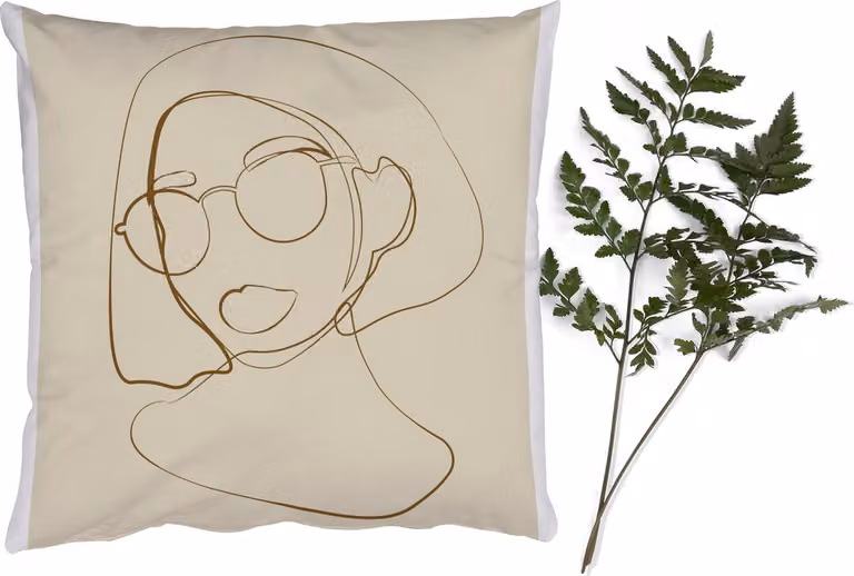 PillowMonkey Sierenkussen Line art Minimalisme Vrouw 60 x 60 cm