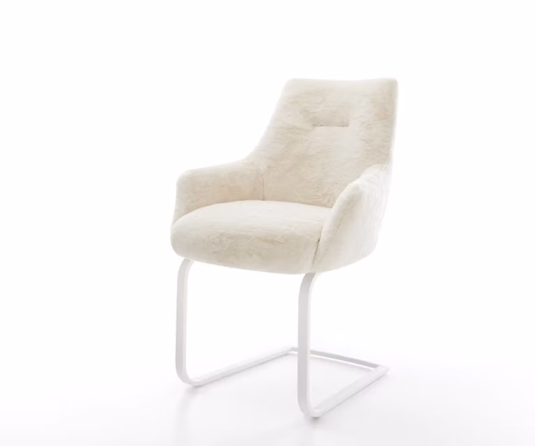 DELIFE Alja-Flex Sledemodel Bank met Armleuningen in Crème-wit Velvet met Pocketveer Kern