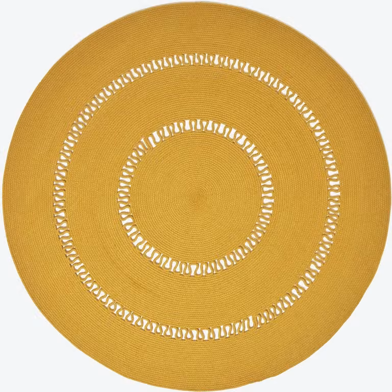 Homescapes Gevlochten Rond Vloerkleed Mosterdgeel, Diameter: 120 cm