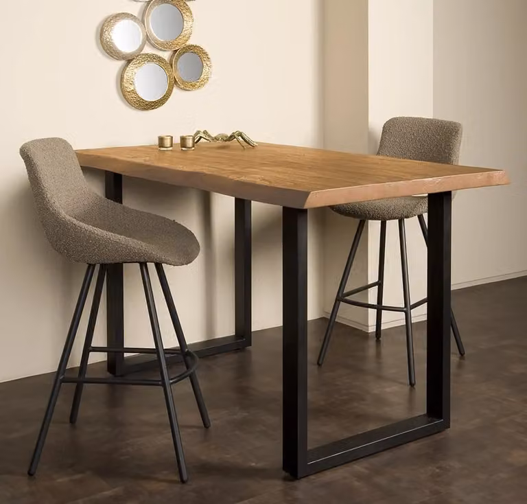 Tower Living Bartafel Ultimo Live Edge Acacia Hout - Zwart of Bruin - B: 160 cm, D: 90 cm, H: 95 cm
