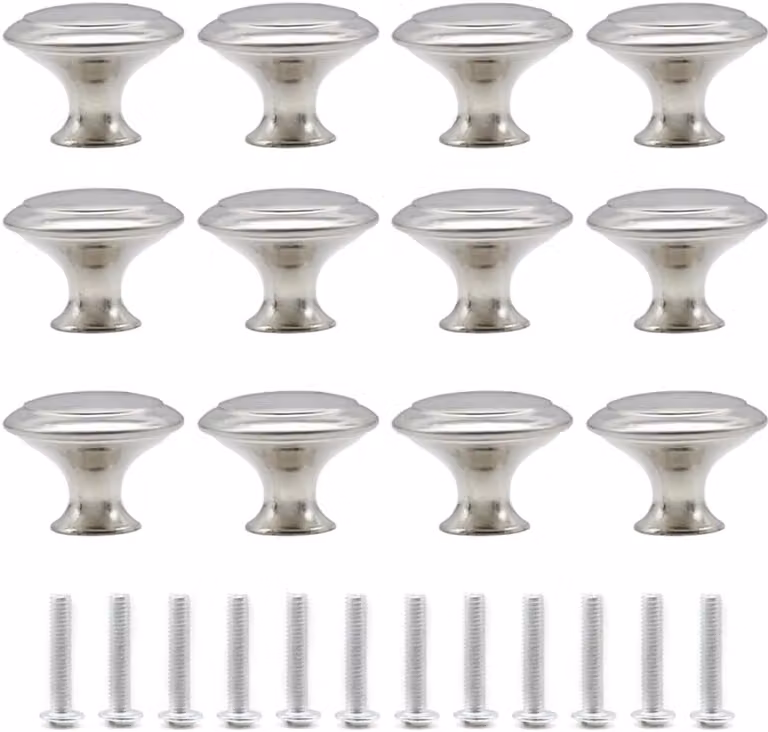 12x Ronde Zilveren Kastknoppen voor Laden en Meubels - 30 mm