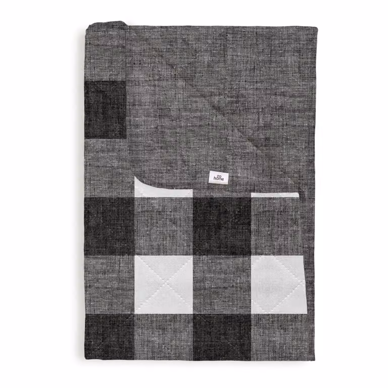 home24 Bedsprei Quattro di Lino grijs/donkergrijs polyester 270 x 260 cm