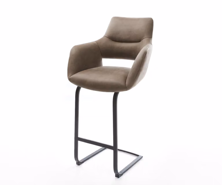 DELIFE Barstoel met armleuningen en cantilever onderstel, Microvezel, Zwart metaal, Modern design