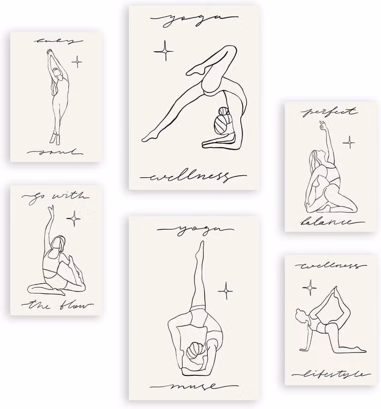 Nacnic Yoga posters set van 6 - Decoratieve prints in A3 en A4 formaten