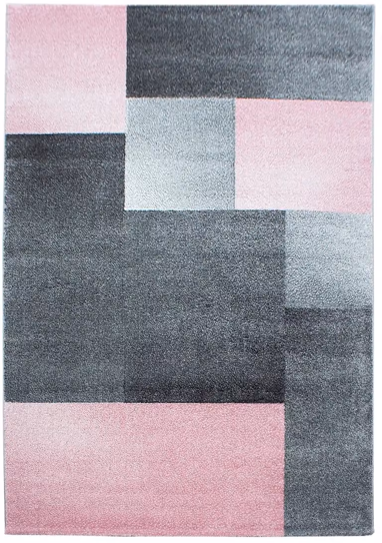 Modern Vloerkleed Lucca Blokken Roze 140 x 200 cm