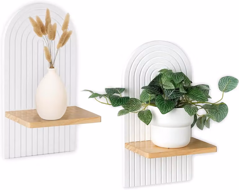 Set van 2 Zwevende Wandplanken Boho Houten Plank Decoratie voor Kinderkamer en Woonkamer