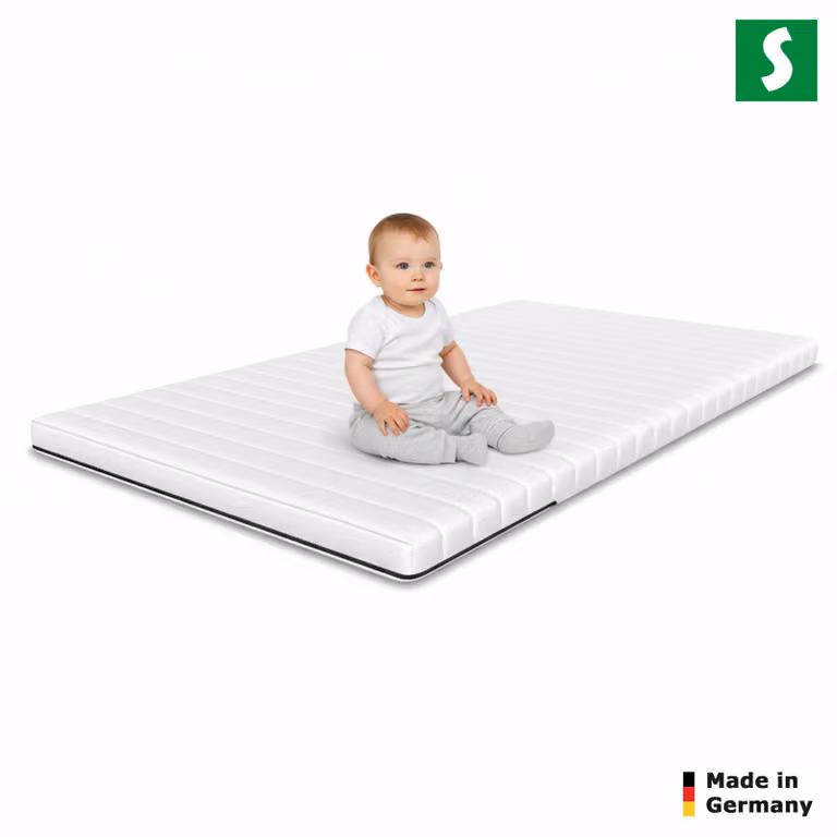 Schlaftroll kinderbedmatras van comfortschuim met grijze microvezelhoes, B: 60 cm, L: 120 cm, H: 5 cm