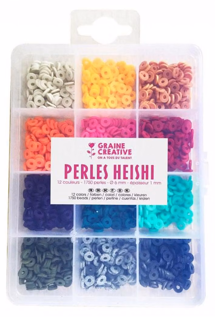 Graine Creative Heishi kralenset, 6 mm, kleurrijk, 1750 stuks, voor het zelf maken van sieraden
