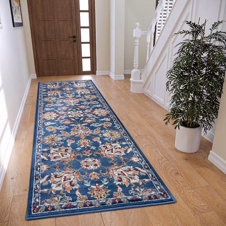 home24 Oosters vloerkleed Caracci blauw/donkerblauw B/D: 80 x 240 cm