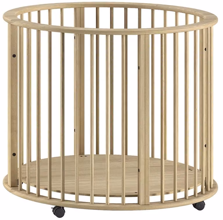 Vipack Babypark Dino Verstelbaar Babybed van Massief Beukenhout - Bruin - Ø 90 cm