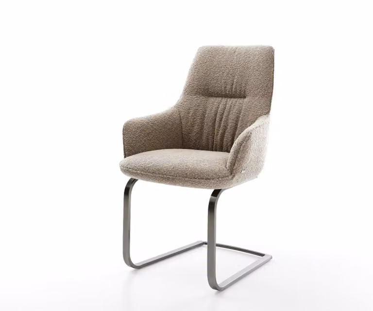 DELIFE Zelia-Flex Sledemodel Stoel met Armleuning, Bouclé, Grafiet